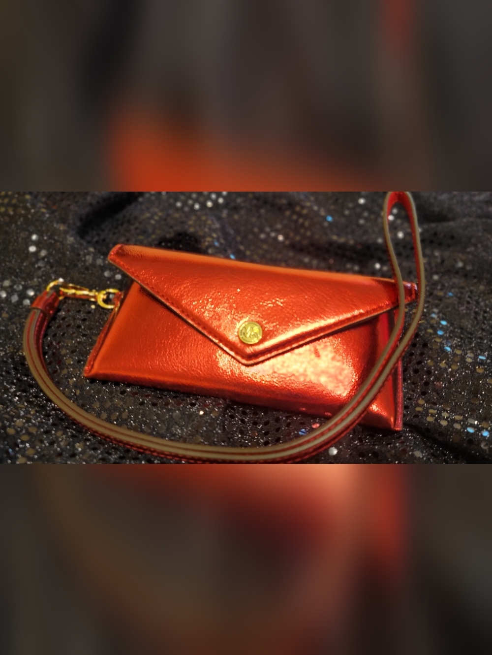Michael Kors Metallic Red Envelope Wristlet Clutch
